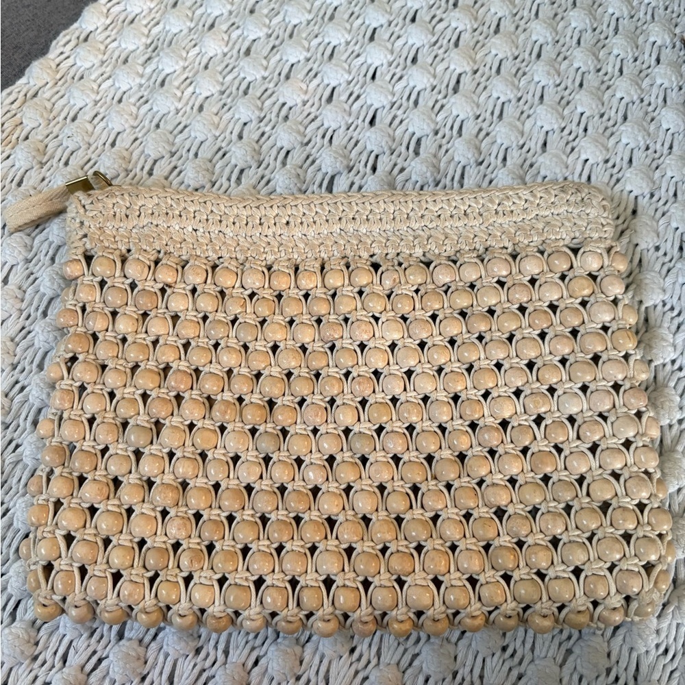 Madewell Beaded Clutch tan color